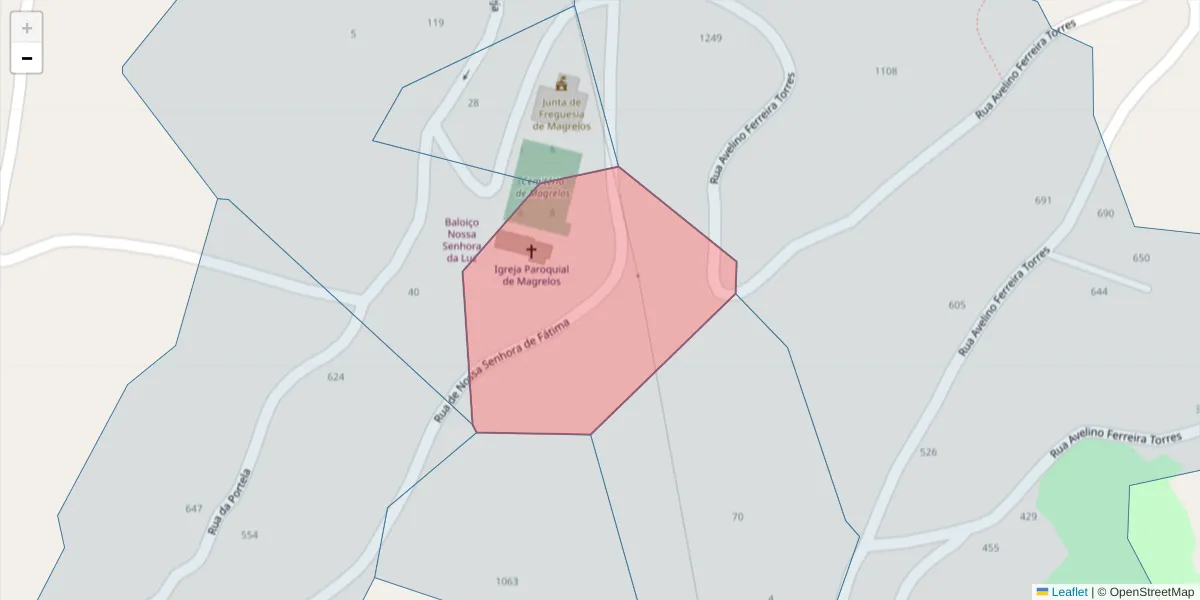 Mapa detalhado do código postal 4625-155 com limites, códigos postais vizinhos e agências dos correios