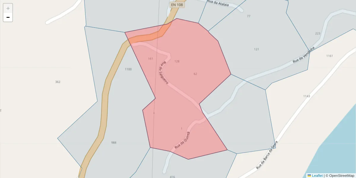 Mapa detalhado do código postal 4625-176 com limites, códigos postais vizinhos e agências dos correios