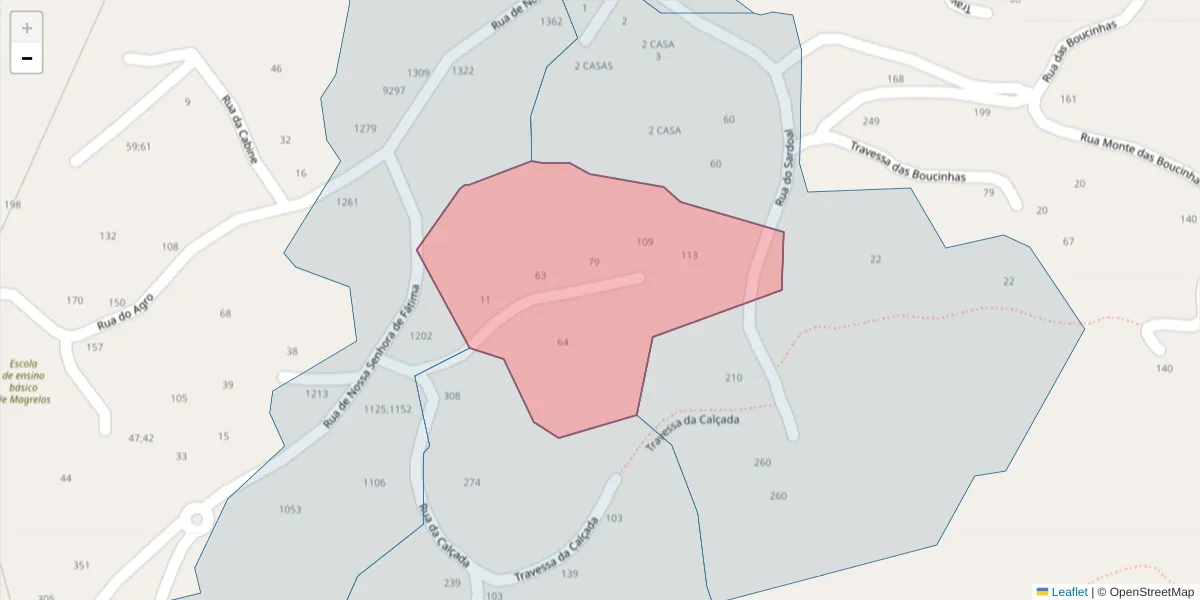 Mapa detalhado do código postal 4625-183 com limites, códigos postais vizinhos e agências dos correios