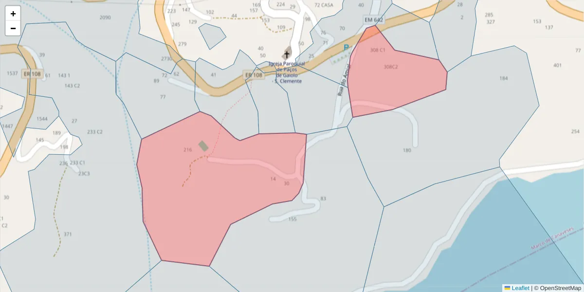 Mapa detalhado do código postal 4625-196 com limites, códigos postais vizinhos e agências dos correios