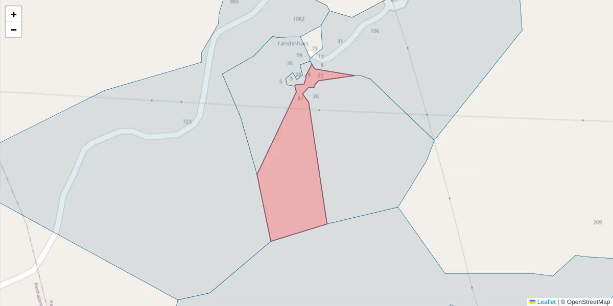 Mapa detalhado do código postal 4625-210 com limites, códigos postais vizinhos e agências dos correios