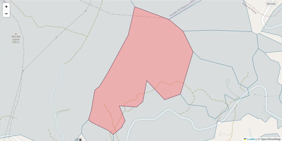 Mapa detalhado do código postal 4625-235 com limites, códigos postais vizinhos e agências dos correios