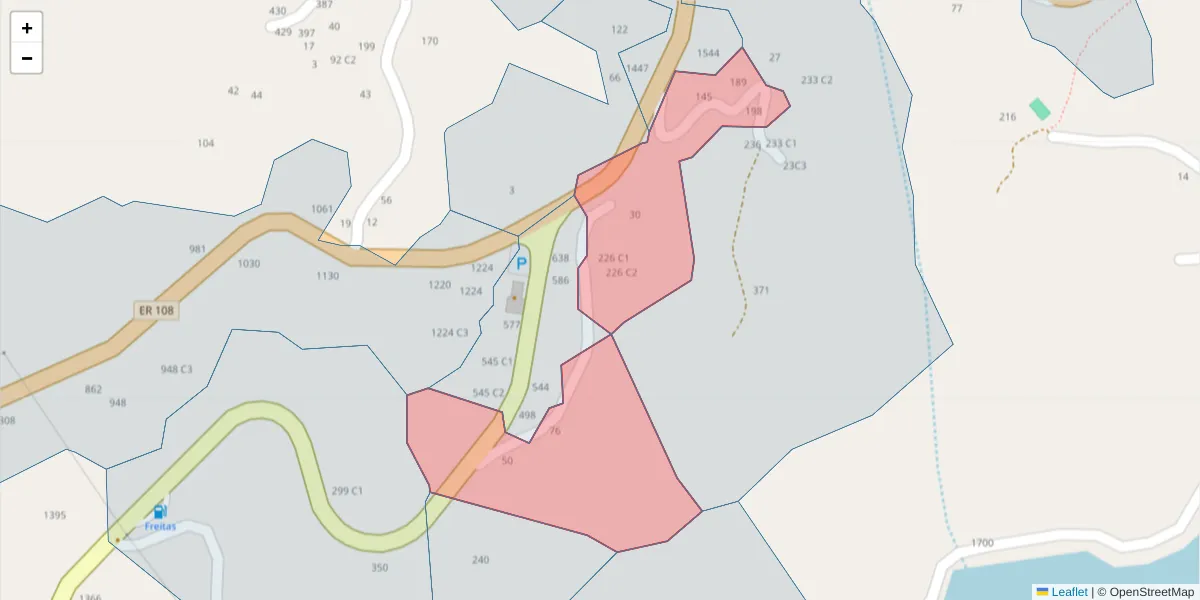 Mapa detalhado do código postal 4625-240 com limites, códigos postais vizinhos e agências dos correios