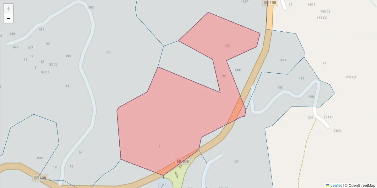 Mapa detalhado do código postal 4625-249 com limites, códigos postais vizinhos e agências dos correios