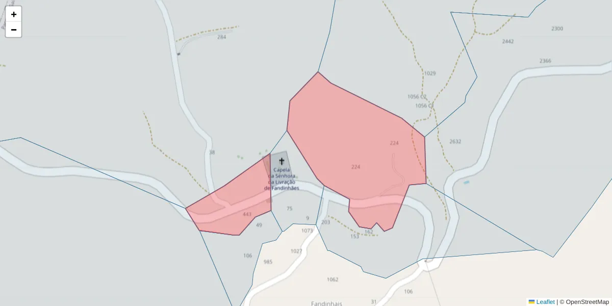 Mapa detalhado do código postal 4625-253 com limites, códigos postais vizinhos e agências dos correios