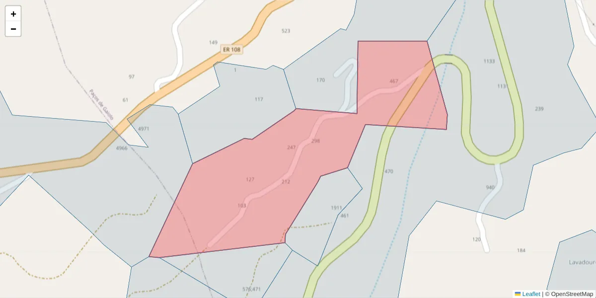Mapa detalhado do código postal 4625-261 com limites, códigos postais vizinhos e agências dos correios