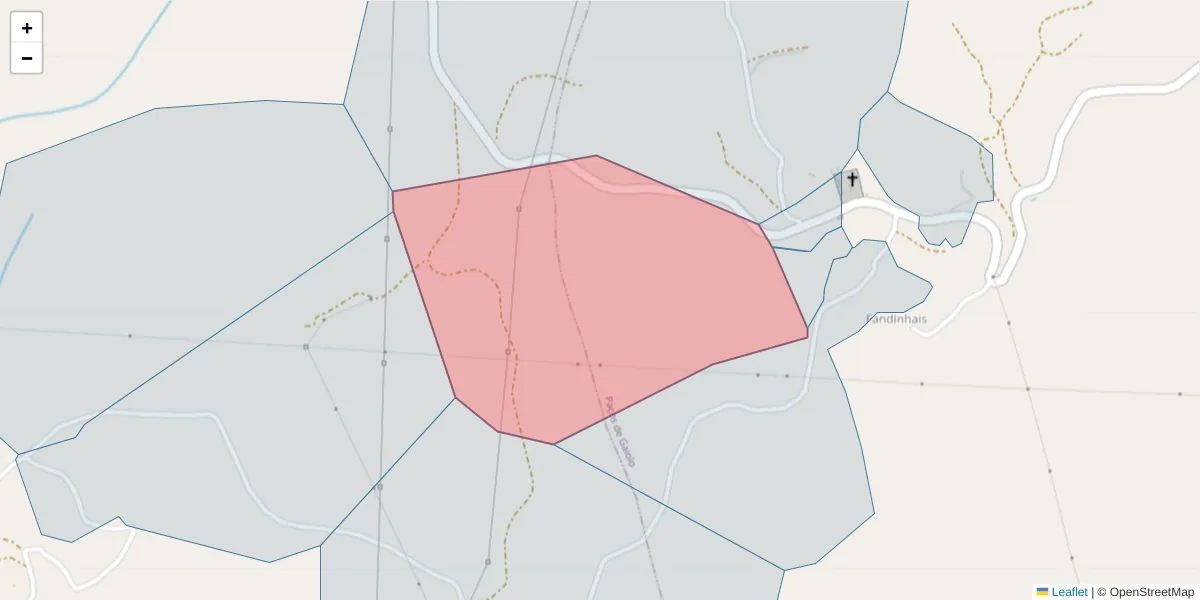 Mapa detalhado do código postal 4625-283 com limites, códigos postais vizinhos e agências dos correios