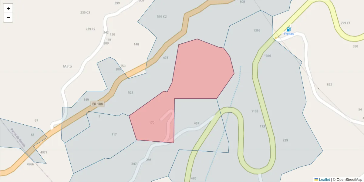 Mapa detalhado do código postal 4625-287 com limites, códigos postais vizinhos e agências dos correios