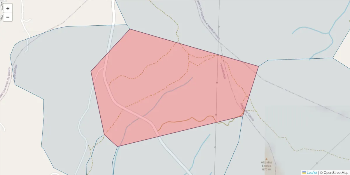 Mapa detalhado do código postal 4625-297 com limites, códigos postais vizinhos e agências dos correios