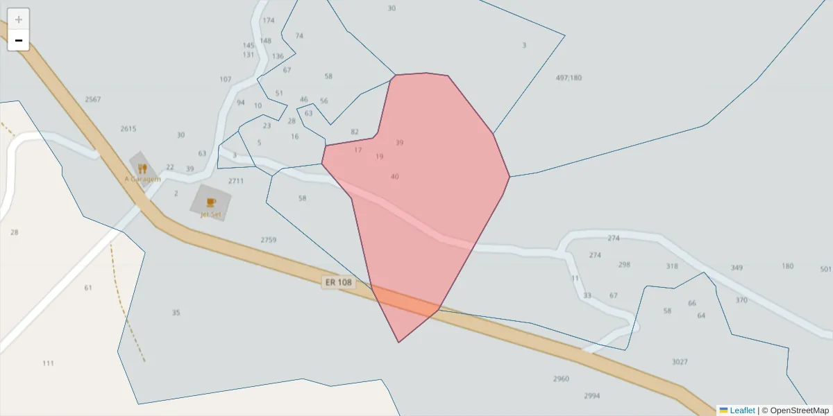 Mapa detalhado do código postal 4625-301 com limites, códigos postais vizinhos e agências dos correios