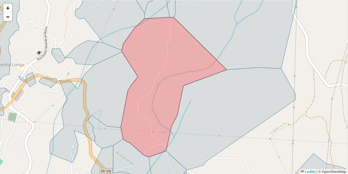 Mapa detalhado do código postal 4625-303 com limites, códigos postais vizinhos e agências dos correios