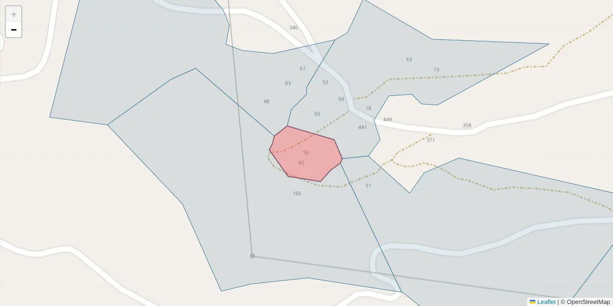 Mapa detalhado do código postal 4625-325 com limites, códigos postais vizinhos e agências dos correios