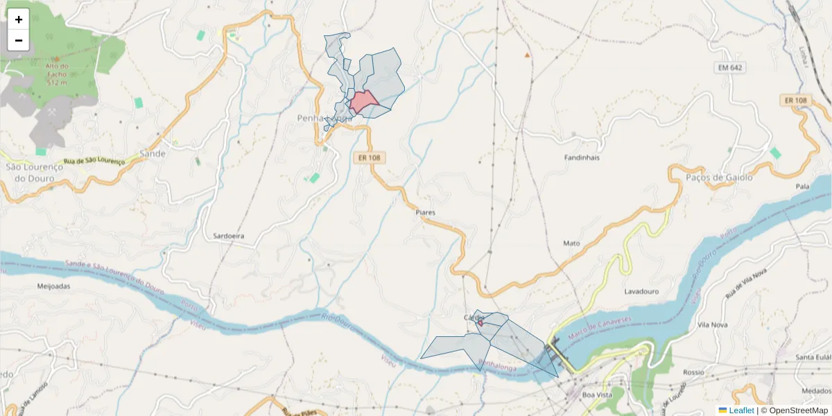 Mapa detalhado do código postal 4625-337 com limites, códigos postais vizinhos e agências dos correios