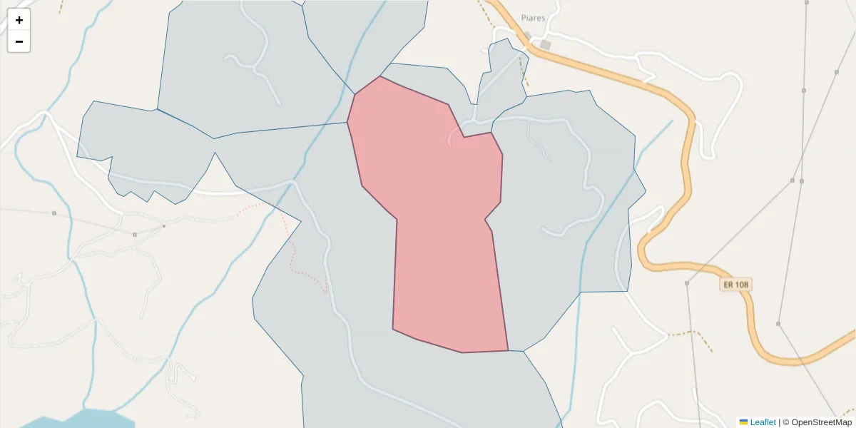 Mapa detalhado do código postal 4625-357 com limites, códigos postais vizinhos e agências dos correios