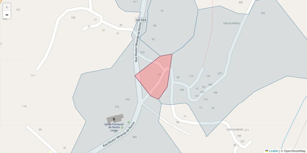 Mapa detalhado do código postal 4625-371 com limites, códigos postais vizinhos e agências dos correios