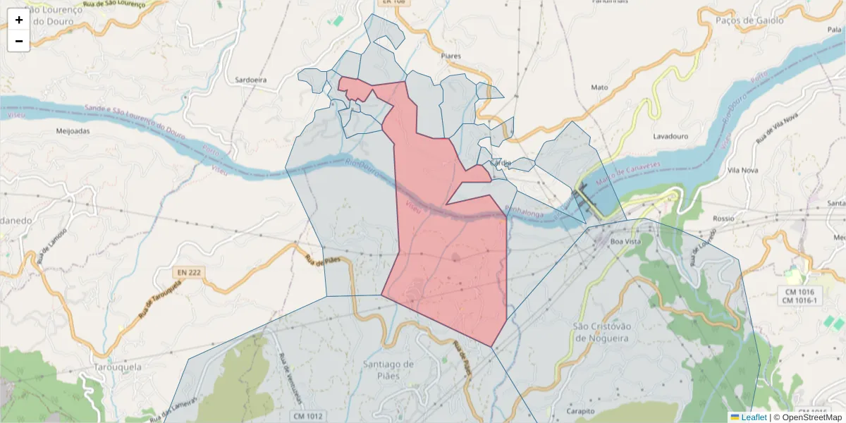 Mapa detalhado do código postal 4625-382 com limites, códigos postais vizinhos e agências dos correios
