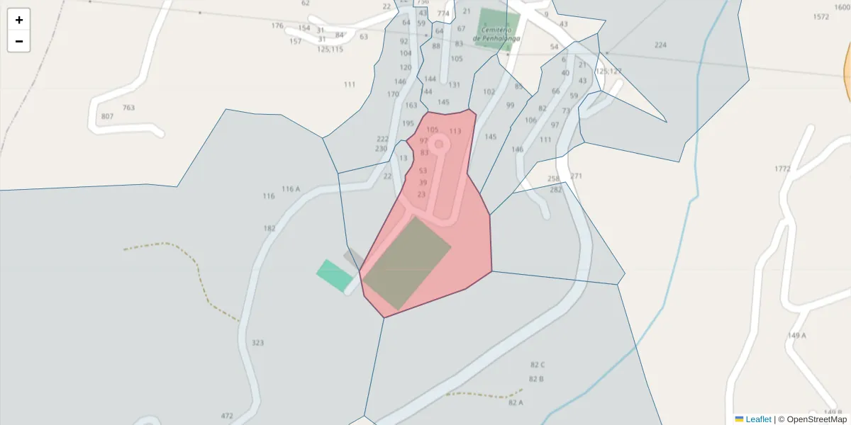 Mapa detalhado do código postal 4625-384 com limites, códigos postais vizinhos e agências dos correios