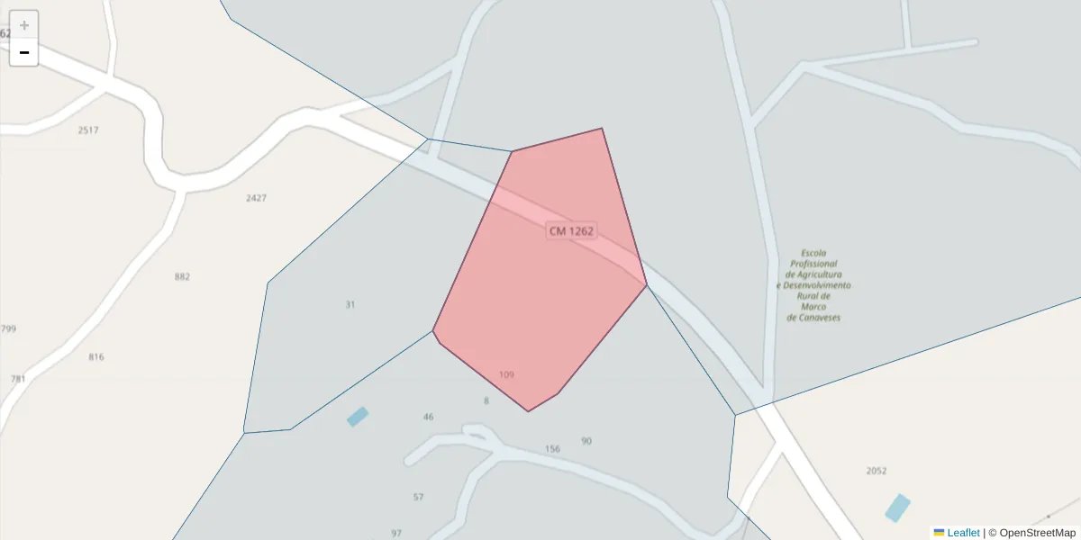 Mapa detalhado do código postal 4625-392 com limites, códigos postais vizinhos e agências dos correios