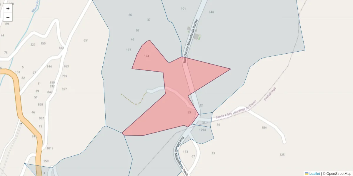 Mapa detalhado do código postal 4625-410 com limites, códigos postais vizinhos e agências dos correios