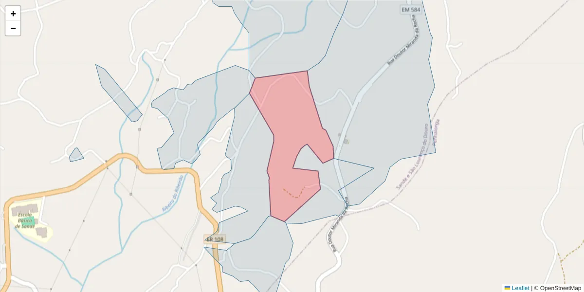 Mapa detalhado do código postal 4625-415 com limites, códigos postais vizinhos e agências dos correios