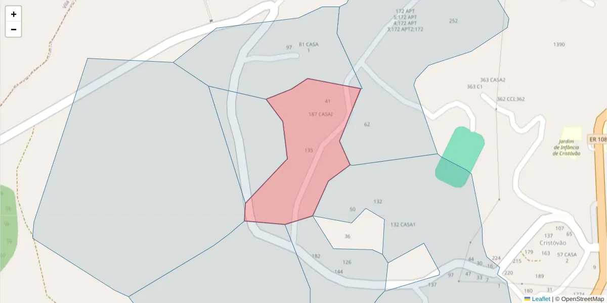 Mapa detalhado do código postal 4625-417 com limites, códigos postais vizinhos e agências dos correios