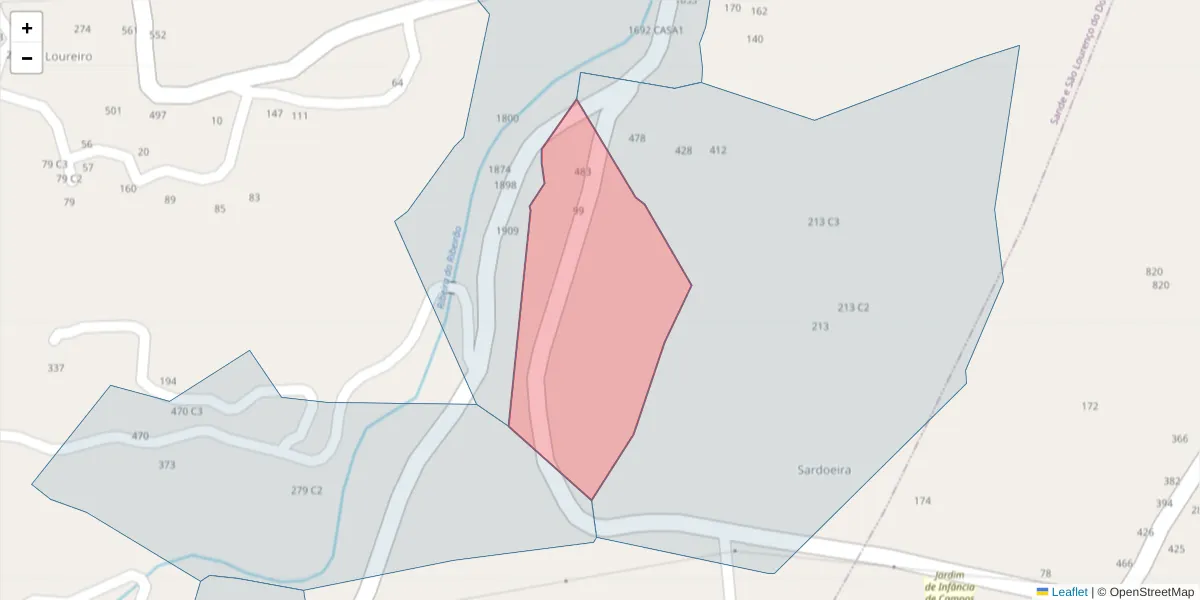 Mapa detalhado do código postal 4625-418 com limites, códigos postais vizinhos e agências dos correios