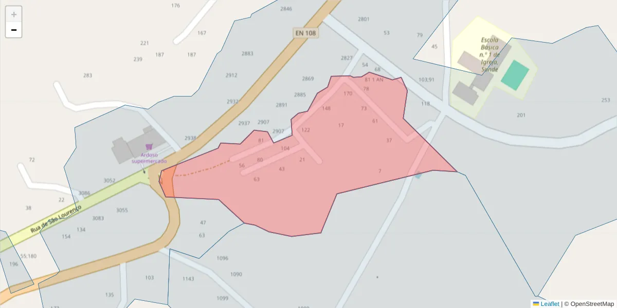 Mapa detalhado do código postal 4625-420 com limites, códigos postais vizinhos e agências dos correios