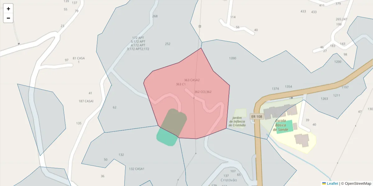 Mapa detalhado do código postal 4625-430 com limites, códigos postais vizinhos e agências dos correios
