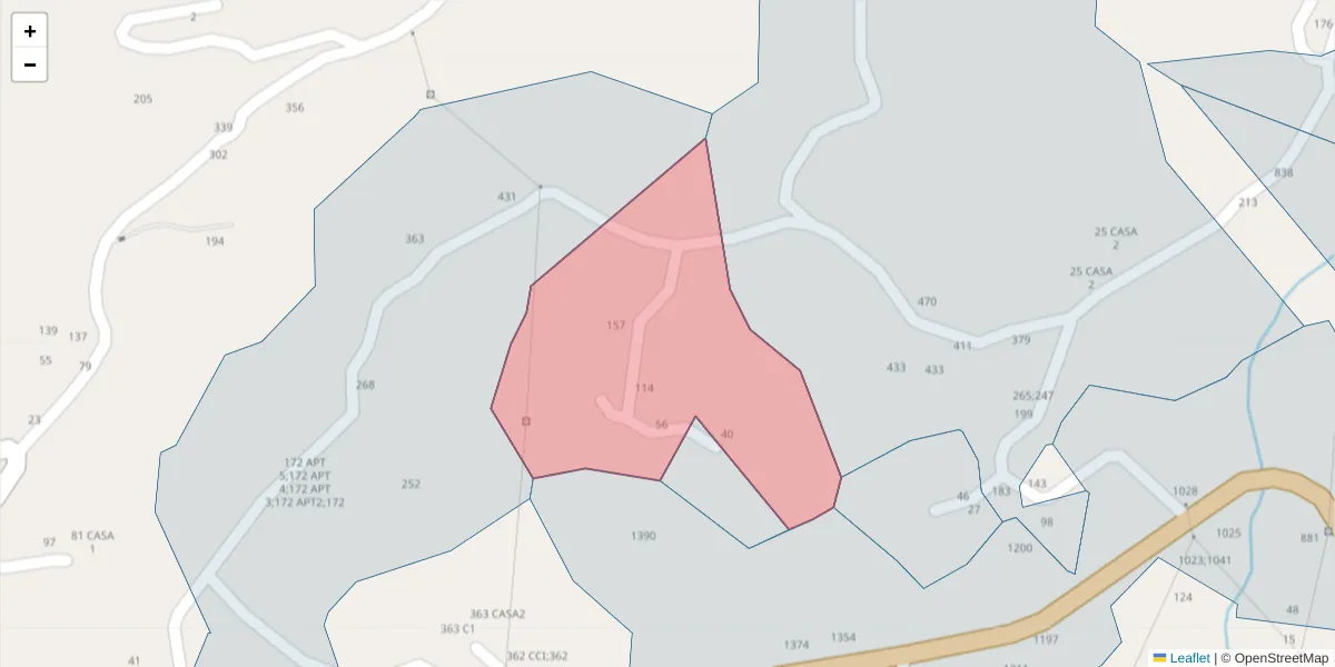 Mapa detalhado do código postal 4625-433 com limites, códigos postais vizinhos e agências dos correios