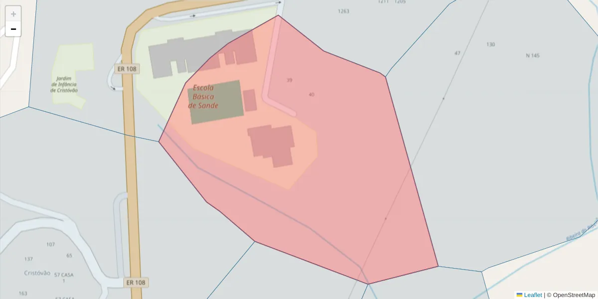 Mapa detalhado do código postal 4625-434 com limites, códigos postais vizinhos e agências dos correios