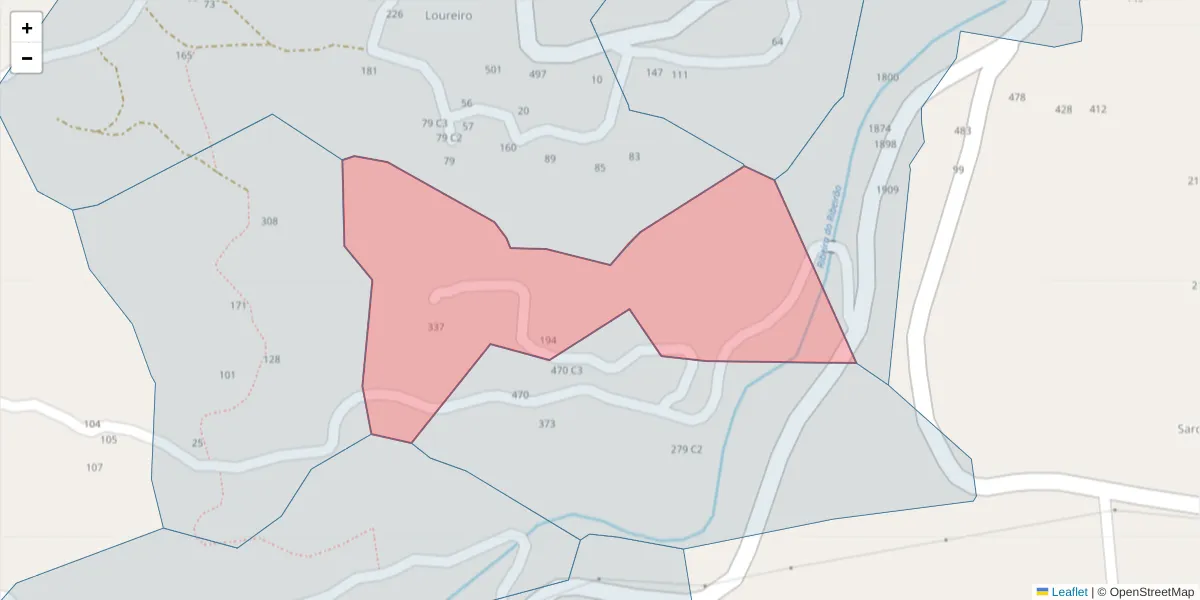 Mapa detalhado do código postal 4625-462 com limites, códigos postais vizinhos e agências dos correios