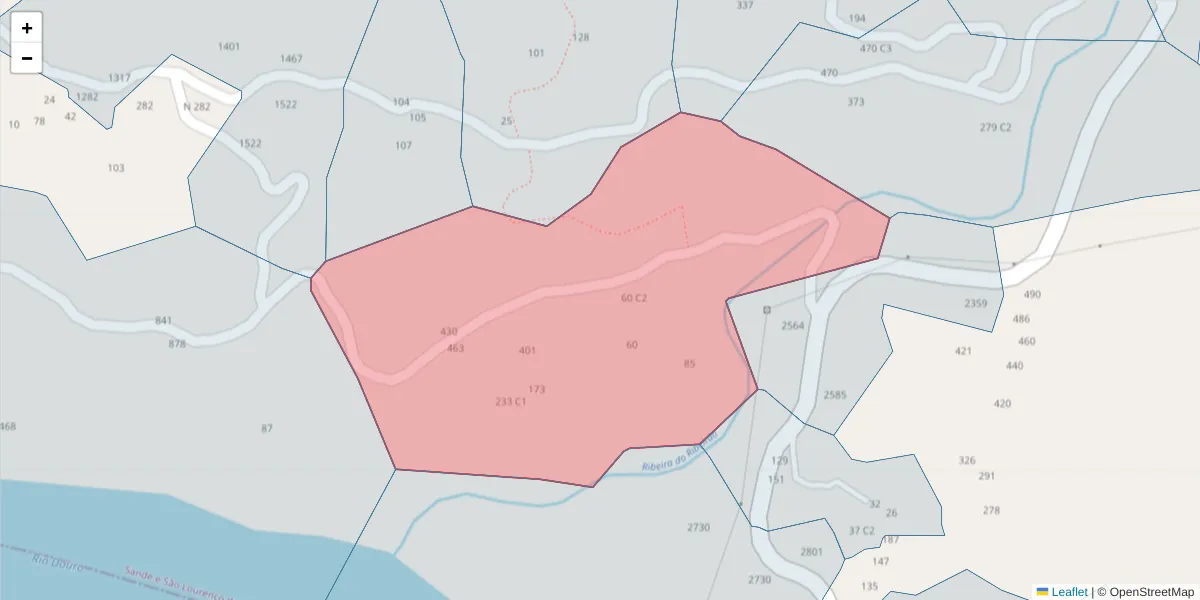Mapa detalhado do código postal 4625-466 com limites, códigos postais vizinhos e agências dos correios