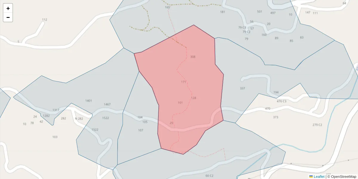 Mapa detalhado do código postal 4625-476 com limites, códigos postais vizinhos e agências dos correios