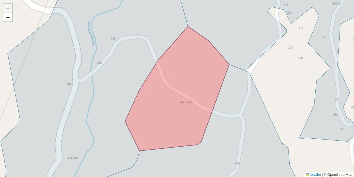Mapa detalhado do código postal 4625-482;4625-479 com limites, códigos postais vizinhos e agências dos correios