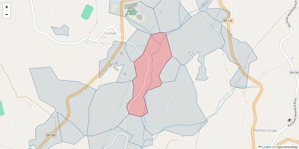 Mapa detalhado do código postal 4625-482 com limites, códigos postais vizinhos e agências dos correios