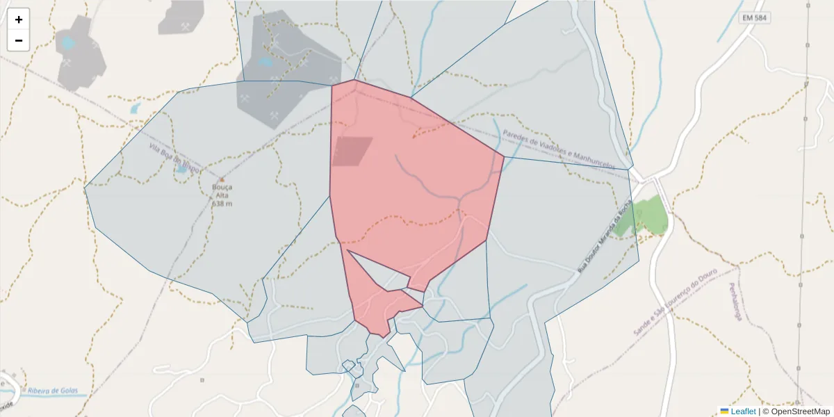 Mapa detalhado do código postal 4625-495 com limites, códigos postais vizinhos e agências dos correios