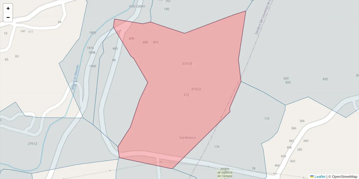 Mapa detalhado do código postal 4625-497 com limites, códigos postais vizinhos e agências dos correios