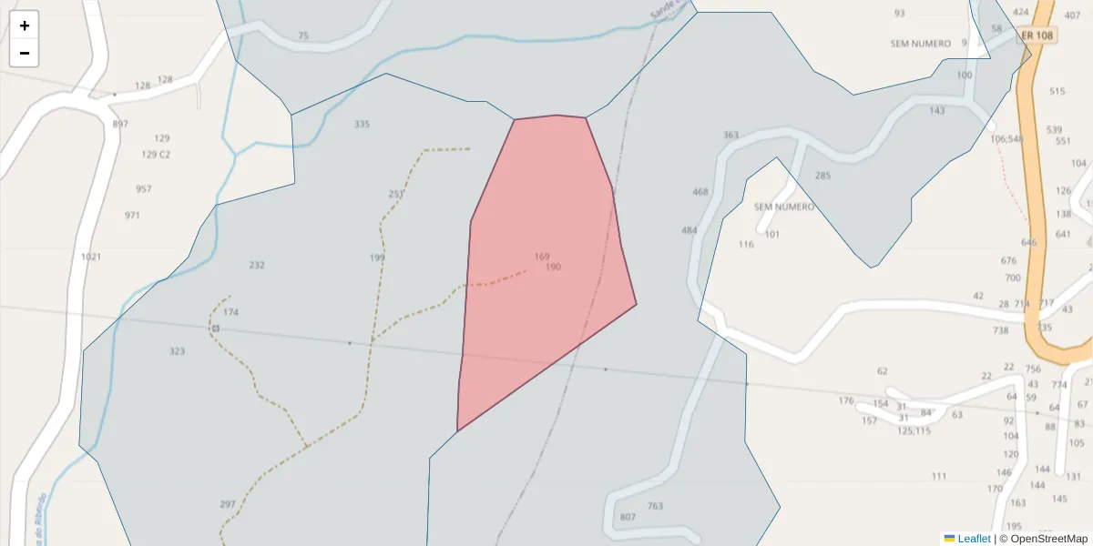 Mapa detalhado do código postal 4625-509 com limites, códigos postais vizinhos e agências dos correios