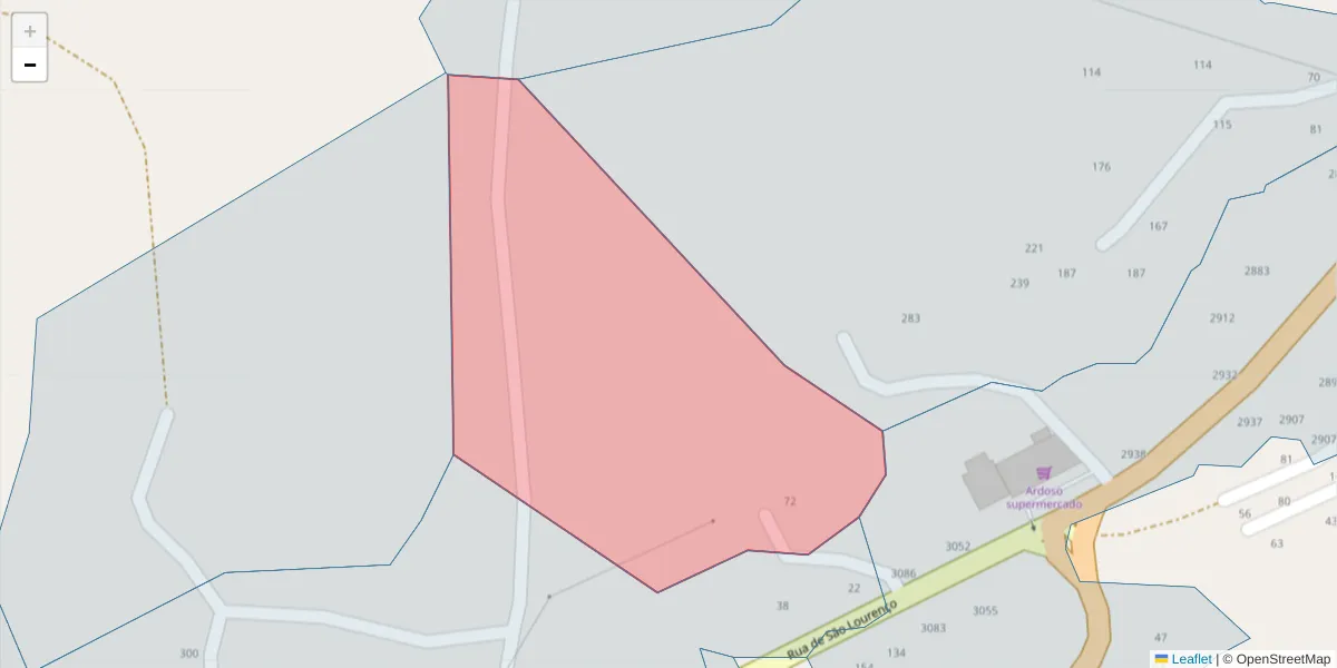 Mapa detalhado do código postal 4625-522 com limites, códigos postais vizinhos e agências dos correios