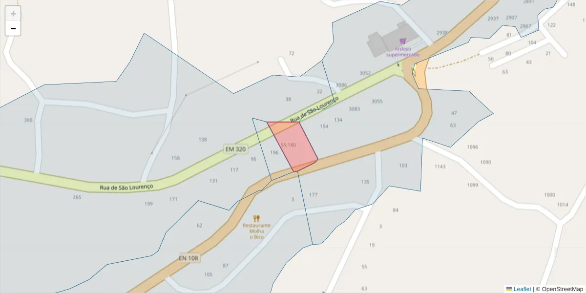Mapa detalhado do código postal 4625-529;4625-486 com limites, códigos postais vizinhos e agências dos correios