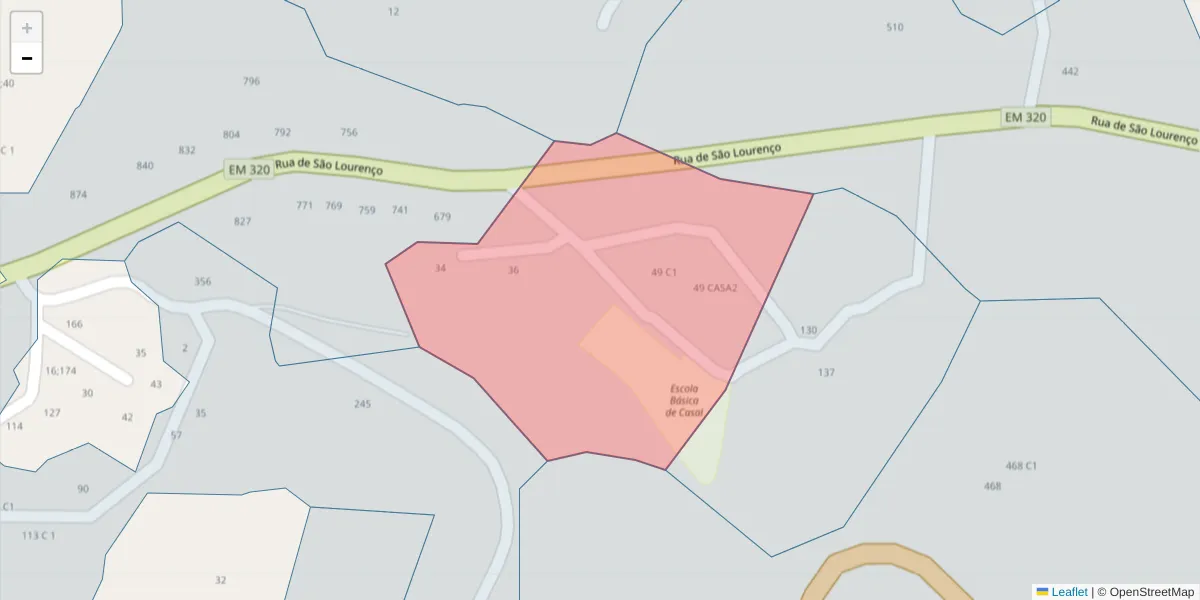 Mapa detalhado do código postal 4625-536 com limites, códigos postais vizinhos e agências dos correios