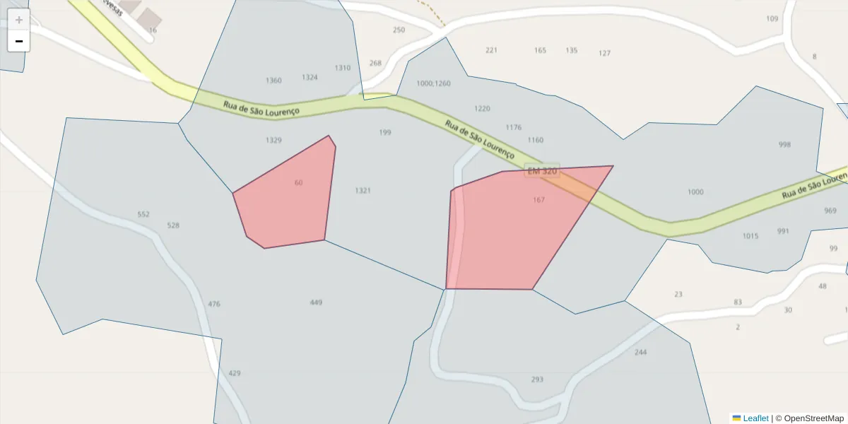 Mapa detalhado do código postal 4625-548 com limites, códigos postais vizinhos e agências dos correios