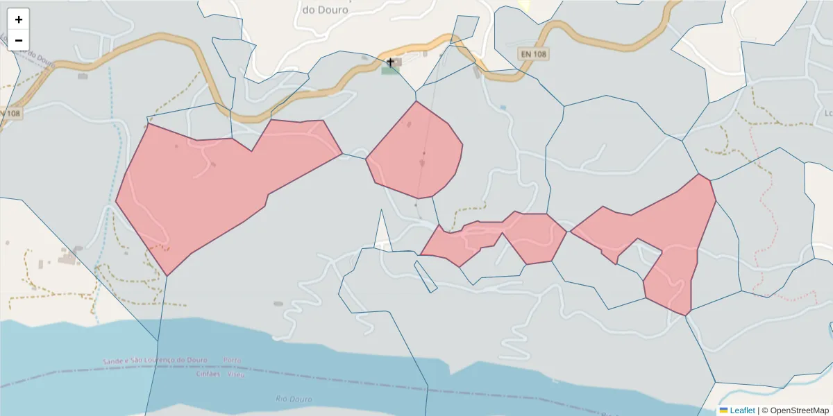 Mapa detalhado do código postal 4625-568 com limites, códigos postais vizinhos e agências dos correios