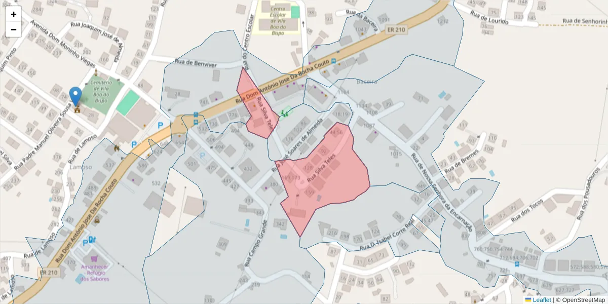 Mapa detalhado do código postal 4625-576 com limites, códigos postais vizinhos e agências dos correios