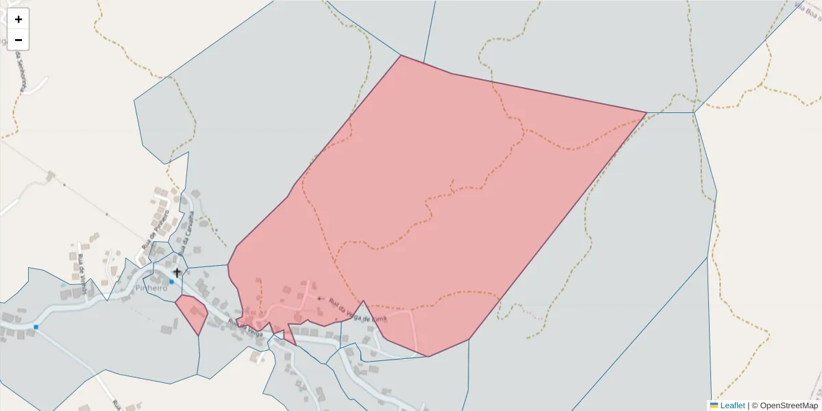 Mapa detalhado do código postal 4625-639 com limites, códigos postais vizinhos e agências dos correios