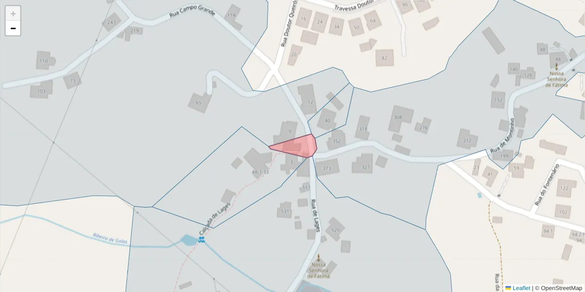 Mapa detalhado do código postal 4625-646 com limites, códigos postais vizinhos e agências dos correios