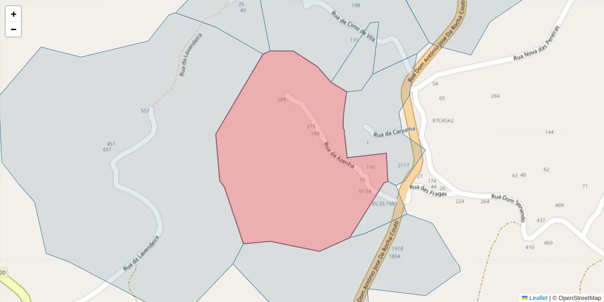 Mapa detalhado do código postal 4625-648 com limites, códigos postais vizinhos e agências dos correios