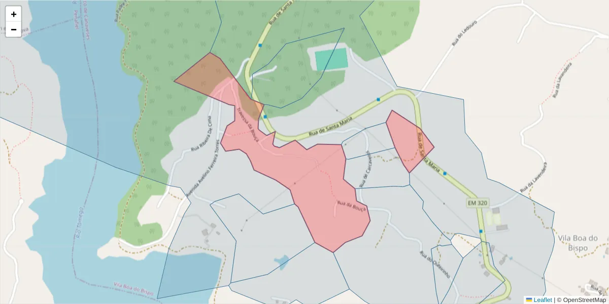 Mapa detalhado do código postal 4625-649 com limites, códigos postais vizinhos e agências dos correios