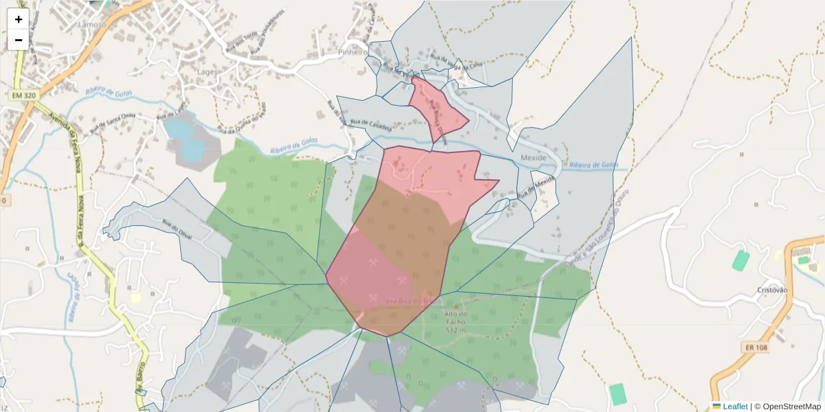 Mapa detalhado do código postal 4625-650 com limites, códigos postais vizinhos e agências dos correios