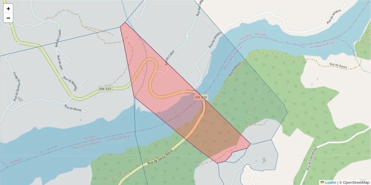 Mapa detalhado do código postal 4625-680 com limites, códigos postais vizinhos e agências dos correios